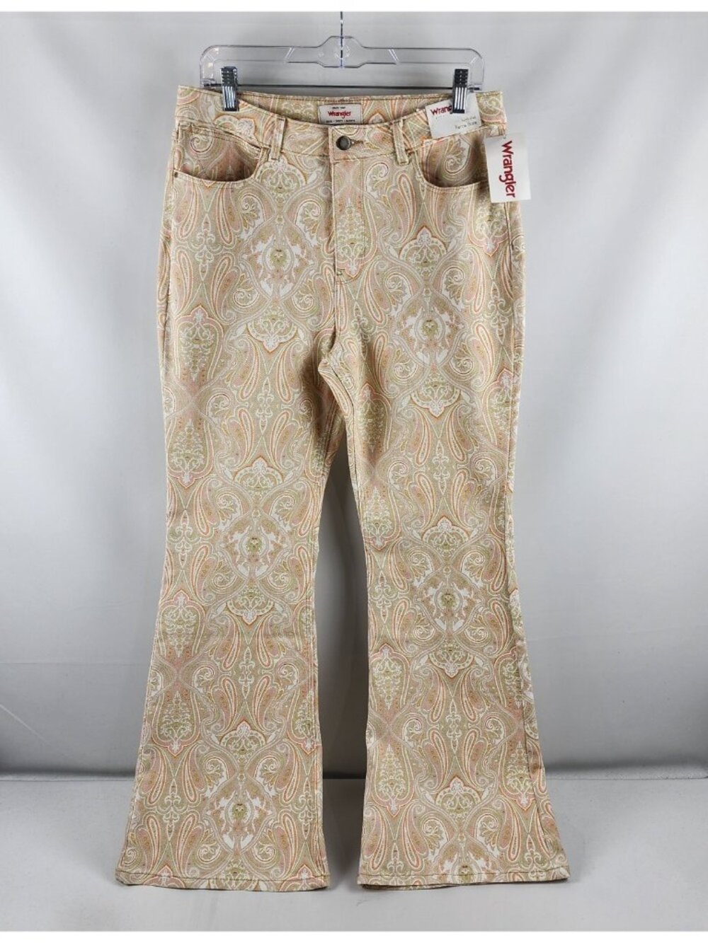 Wrangler Jeans Womens 12x32 Tan Multi Paisley Hi Rise Fierce Flare Denim NWT